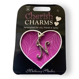 Cherish Charms‎ N Monogram Initial Bracelet Charm NEW NWT Silvertone Silver Tone